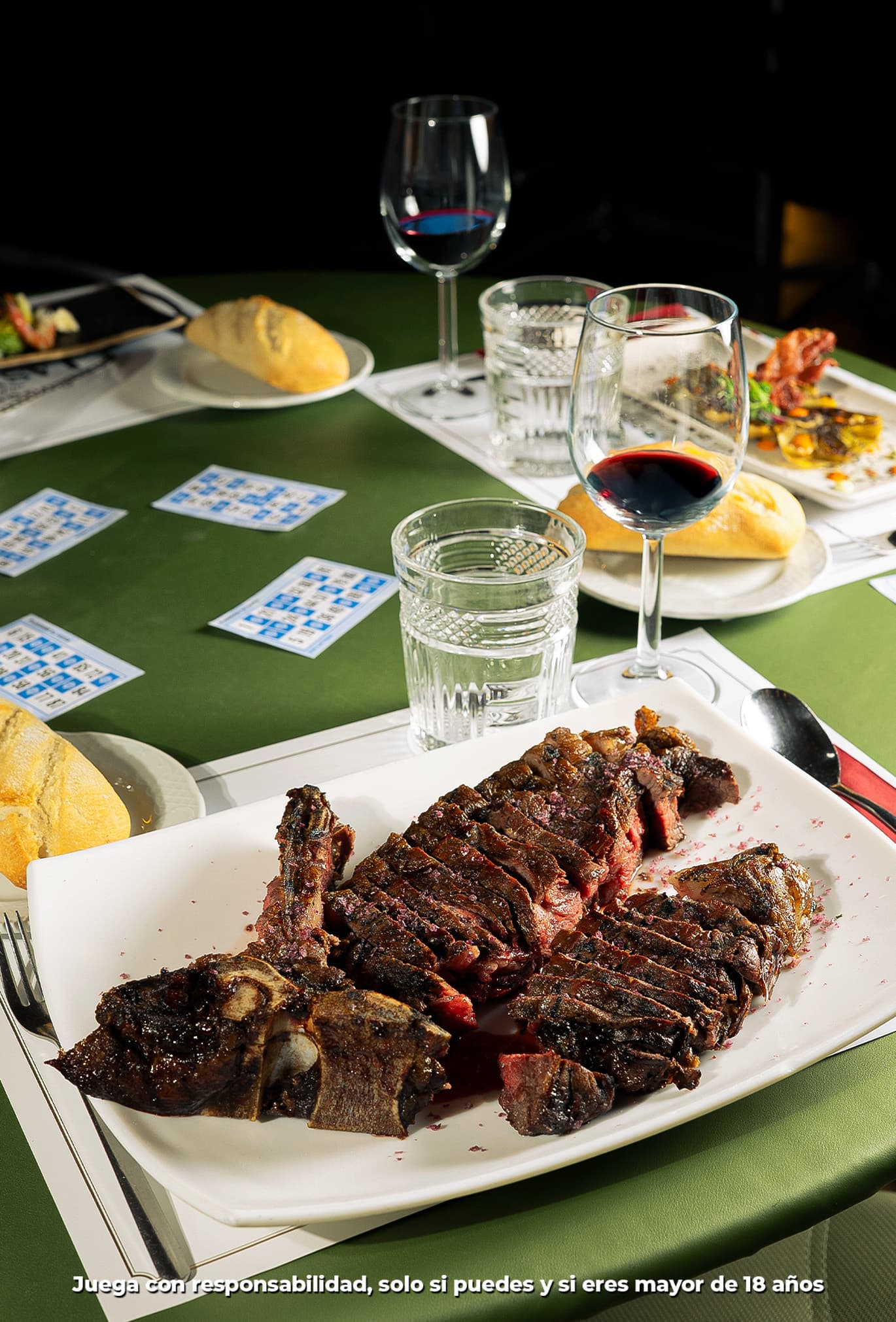 Entrecot del menú gourmet de Bingo Las Vegas Madrid